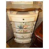 Hand-Painted Standing Jewelry Armoire with Floral Design 18x14x42