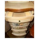 Hand-Painted Standing Jewelry Armoire with Floral Design 18x14x42