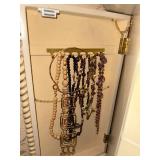 Hand-Painted Standing Jewelry Armoire with Floral Design 18x14x42