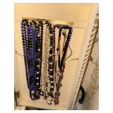 Hand-Painted Standing Jewelry Armoire with Floral Design 18x14x42