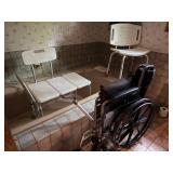 Mobility Assistance Lot: Wheelchair, Walker, and Shower Transfer Benches