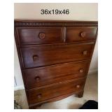 Wooden 5-Drawer Chest Dresser with Vintage Style 36x19x46