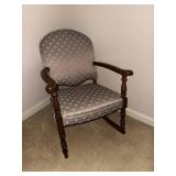 Upholstered Wooden Rocking Chair with Patterned Fabric