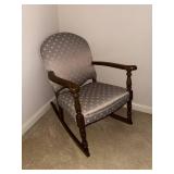Upholstered Wooden Rocking Chair with Patterned Fabric