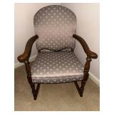 Upholstered Wooden Rocking Chair with Patterned Fabric