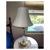 Classic Table Lamp with Pleated Shade and Brass-Glass Base, 29 Inches Tall