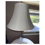 Classic Table Lamp with Pleated Shade and Brass-Glass Base, 29 Inches Tall