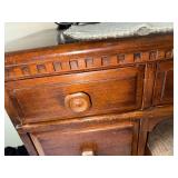 Vintage Wooden Vanity with Mirror and Stool, 45x19x30 Inches