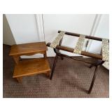 Wooden Bed Steps and Luggage Rack with Tapestry Straps