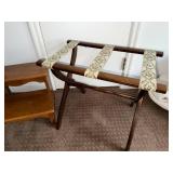Wooden Bed Steps and Luggage Rack with Tapestry Straps