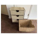 3-Drawer Wicker Storage Unit with Extra Large Basket
