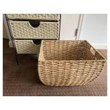 3-Drawer Wicker Storage Unit with Extra Large Basket