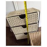 3-Drawer Wicker Storage Unit with Extra Large Basket