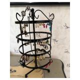 Rotating Jewelry Stand with Assorted Earrings and Hoops Collection