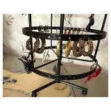 Rotating Jewelry Stand with Assorted Earrings and Hoops Collection