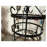 Rotating Jewelry Stand with Assorted Earrings and Hoops Collection