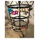 Rotating Jewelry Stand with Assorted Earrings and Hoops Collection