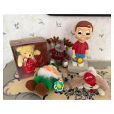 Collection of Plush Toys and Boy Figurine - Bears, Moose, Gnome, Puppy & Tennis Figurine