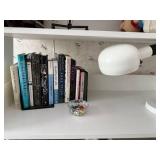 Collection of 11 Hardcover and Paperback Books with Modern White Desk Lamp