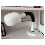 Collection of 11 Hardcover and Paperback Books with Modern White Desk Lamp