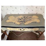 Vintage Hand-Painted Console Table with Drawer and Elegant Metal Legs 40x18x31