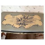 Vintage Hand-Painted Console Table with Drawer and Elegant Metal Legs 40x18x31