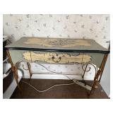 Vintage Hand-Painted Console Table with Drawer and Elegant Metal Legs 40x18x31