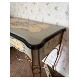 Vintage Hand-Painted Console Table with Drawer and Elegant Metal Legs 40x18x31