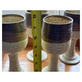 Set of 4 Vintage Stoneware Goblets, 7 Inch Tall