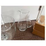 Etched Glass Punch Bowl Set with Pitcher, Ladle, and set of 12 cups
