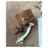 Shoe Care Set with Wooden Shoe Shine Box, Panasonic Handheld Massager, Clock, and Grooming Kit