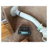 Shoe Care Set with Wooden Shoe Shine Box, Panasonic Handheld Massager, Clock, and Grooming Kit