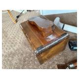 Shoe Care Set with Wooden Shoe Shine Box, Panasonic Handheld Massager, Clock, and Grooming Kit