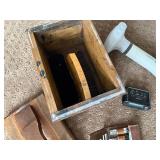 Shoe Care Set with Wooden Shoe Shine Box, Panasonic Handheld Massager, Clock, and Grooming Kit
