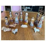 Hand-Painted Mexican Pottery Nativity Scene Figurine Set