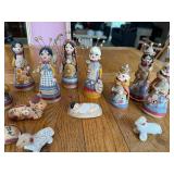 Hand-Painted Mexican Pottery Nativity Scene Figurine Set