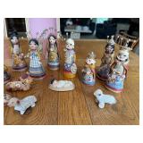 Hand-Painted Mexican Pottery Nativity Scene Figurine Set