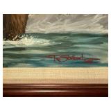 Framed Wildlife Painting by R. Schiebel 2004 Grizzly Bears Fishing in River