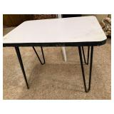 Vintage Side Table with White Top and Hairpin Legs 16x21 Inches