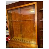 Large Wooden Gun Display Case with Glass Front and Storage, 50x17x76 Inches