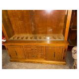 Large Wooden Gun Display Case with Glass Front and Storage, 50x17x76 Inches