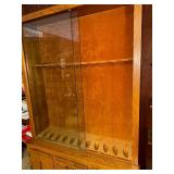 Large Wooden Gun Display Case with Glass Front and Storage, 50x17x76 Inches