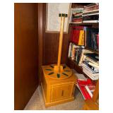Wooden Rotating Gun Stand with Storage Cabinet