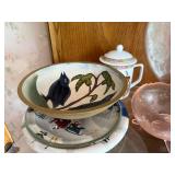 Collection of Vintage Glassware, Pink Plates, Bowls, and Decorative Pieces