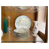 Assorted Vintage Glassware and French Porcelain Plate Collection