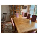Dining Room Set with Oak Table, 6 Chairs, Two Table Leaves, and China Cabinet