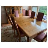 Dining Room Set with Oak Table, 6 Chairs, Two Table Leaves, and China Cabinet
