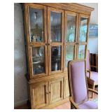 Dining Room Set with Oak Table, 6 Chairs, Two Table Leaves, and China Cabinet