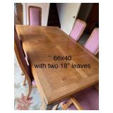 Dining Room Set with Oak Table, 6 Chairs, Two Table Leaves, and China Cabinet