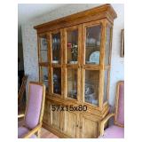 Dining Room Set with Oak Table, 6 Chairs, Two Table Leaves, and China Cabinet
